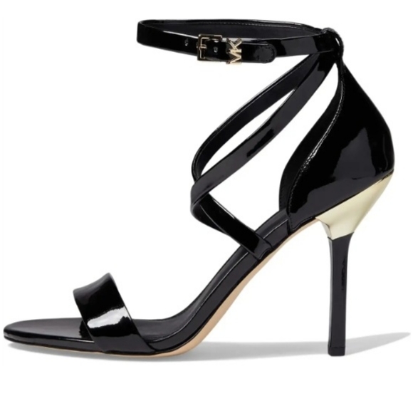 Michael Kors Astrid Black Patent Leather strappy high heel sandal NEW Size 11 - Picture 1 of 17